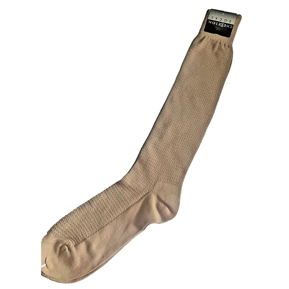 Chereskin Mens Dress Socks Over the Calf Khaki Patterned Cotton Size 10-13
